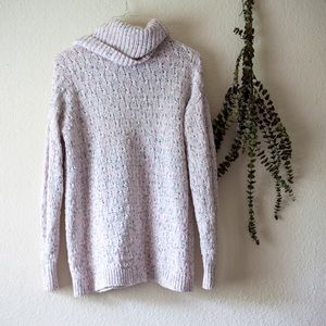 Loft cowl turtleneck white/cream with color